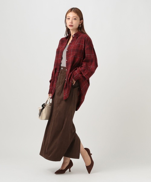 BAYFLOW(ベイフロー)の「スウェードナロースカート(スカート・レディース・ダークブラウン/キャメル・SMALL/MEDIUM)」の6枚目の写真