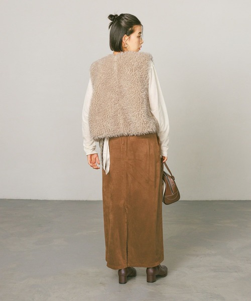 BAYFLOW(ベイフロー)の「スウェードナロースカート(スカート・レディース・ダークブラウン/キャメル・SMALL/MEDIUM)」の14枚目の写真