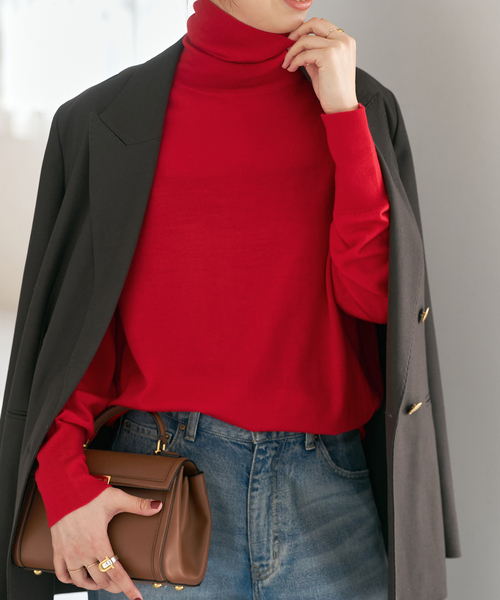 セール】《手洗い可 / 追加》18Gタートルネックプルオーバー（ニット