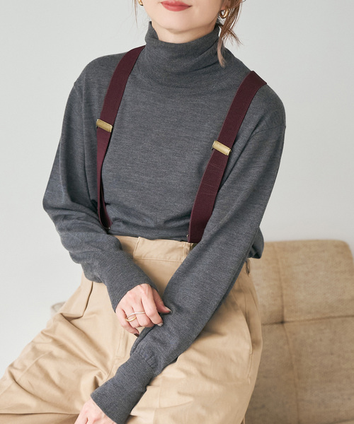 Spick & Span(スピックアンドスパン)の「《手洗い可 / 追加》18Gタートルネックプルオーバー(ニット/セーター・レディース・チャコールグレー/ブラック/レッド/ベージュ・FREE)」の2枚目の写真