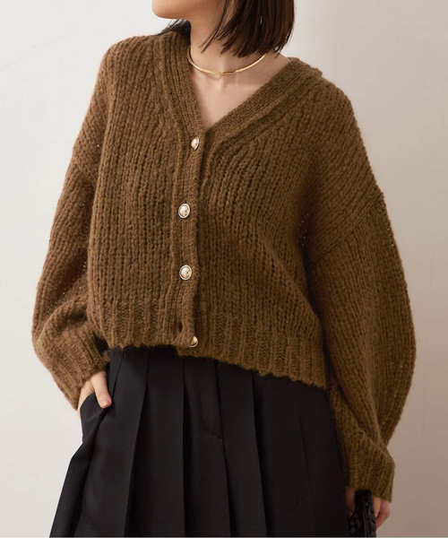 journal standard L'essage（ジャーナルスタンダードレサージュ）の「AMYRIS Vネックカーディガン（カーディガン/ボレロ・レディース・パープル/レッド/ブラウン・FREE）」の2枚目の写真