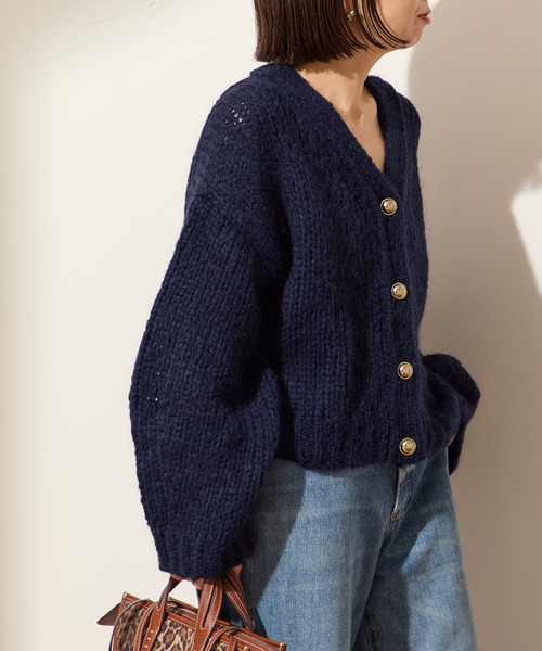 journal standard L'essage（ジャーナルスタンダードレサージュ）の「AMYRIS Vネックカーディガン（カーディガン/ボレロ・レディース・パープル/レッド/ブラウン・FREE）」の4枚目の写真