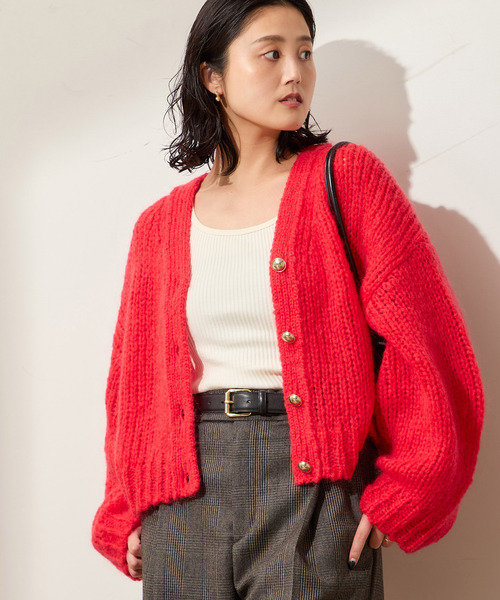 journal standard L'essage（ジャーナルスタンダードレサージュ）の「AMYRIS Vネックカーディガン（カーディガン/ボレロ・レディース・パープル/レッド/ブラウン・FREE）」の9枚目の写真