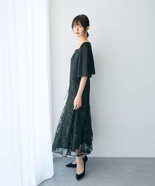 YECCA VECCA（イェッカヴェッカ）の「【2点SET】フラワー柄スパンコール刺繍ドレス（ドレス・レディース・チャコールグレー/グリーン・FREE）」の6枚目の写真