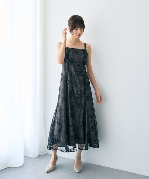 YECCA VECCA（イェッカヴェッカ）の「【2点SET】フラワー柄スパンコール刺繍ドレス（ドレス・レディース・チャコールグレー/グリーン・FREE）」の16枚目の写真