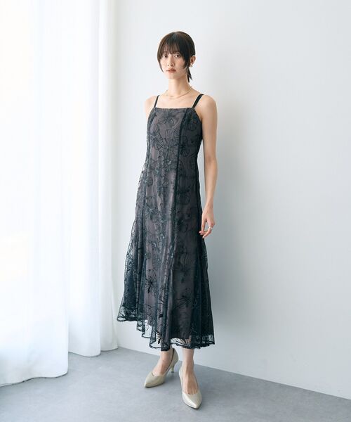 YECCA VECCA（イェッカヴェッカ）の「【2点SET】フラワー柄スパンコール刺繍ドレス（ドレス・レディース・チャコールグレー/グリーン・FREE）」の17枚目の写真