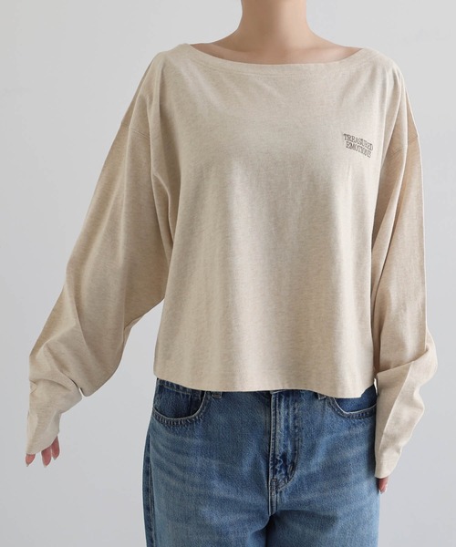 andme(アンドミー)の「オフショルダープリントロゴ刺繍Tシャツ(Tシャツ/カットソー・レディース・オフホワイト/スミクロ/ベージュ系その他/ブラウン・MT/M)」の11枚目の写真