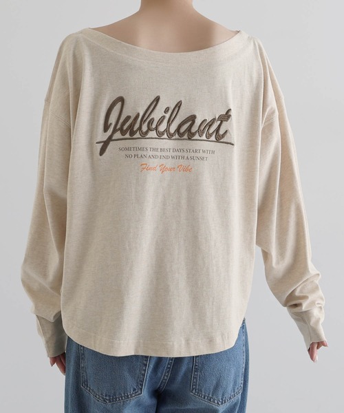andme(アンドミー)の「オフショルダープリントロゴ刺繍Tシャツ(Tシャツ/カットソー・レディース・オフホワイト/スミクロ/ベージュ系その他/ブラウン・MT/M)」の13枚目の写真