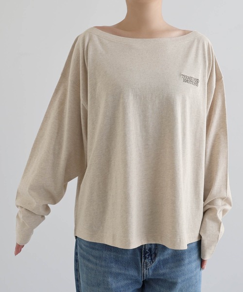 andme(アンドミー)の「オフショルダープリントロゴ刺繍Tシャツ(Tシャツ/カットソー・レディース・オフホワイト/スミクロ/ベージュ系その他/ブラウン・MT/M)」の14枚目の写真