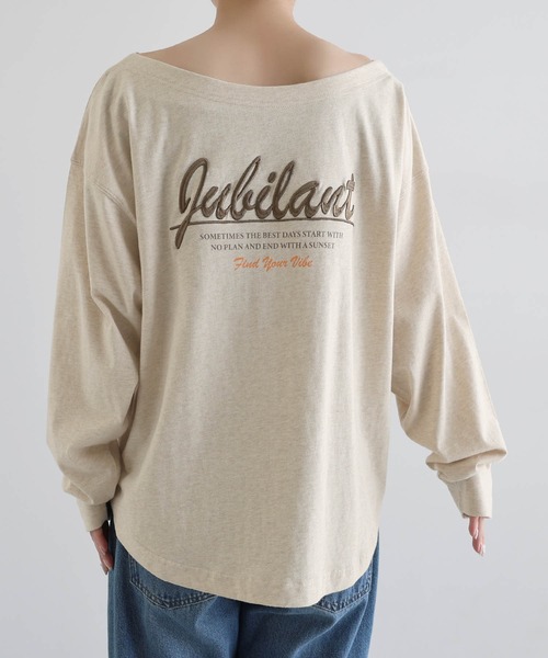 andme(アンドミー)の「オフショルダープリントロゴ刺繍Tシャツ(Tシャツ/カットソー・レディース・オフホワイト/スミクロ/ベージュ系その他/ブラウン・MT/M)」の16枚目の写真