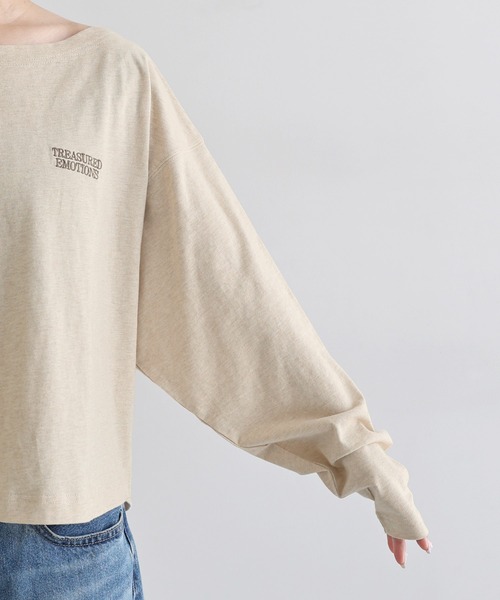 andme(アンドミー)の「オフショルダープリントロゴ刺繍Tシャツ(Tシャツ/カットソー・レディース・オフホワイト/スミクロ/ベージュ系その他/ブラウン・MT/M)」の18枚目の写真