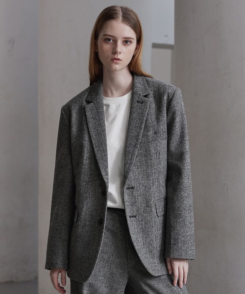 CLEL（クレイル）の「【CLEL】Wool Blend Herringbone Tweed Tailored