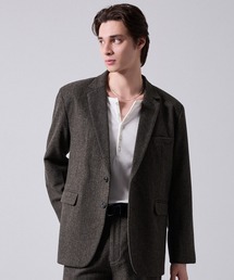 CLEL（クレイル）の「【CLEL】Wool Blend Herringbone Tweed Tailored Jacket / ウールブレンド ヘリンボーンツイードテーラードジャケット【セットアップ対応】（テーラードジャケット）」