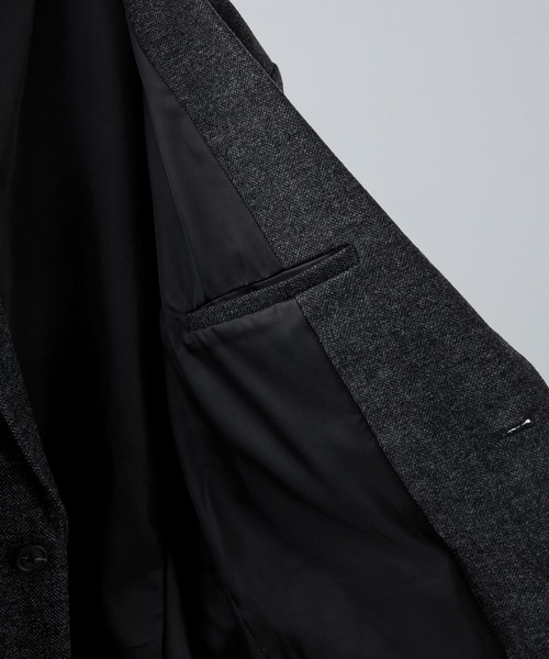 CLEL】Wool Blend Herringbone Tweed Tailored Jacket / ウール