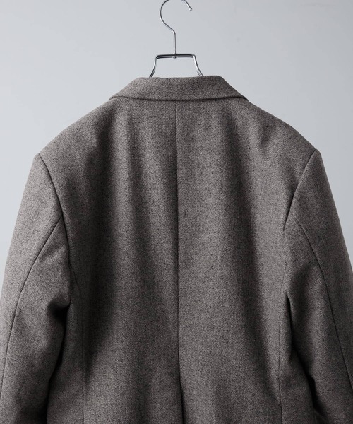 CLEL】Wool Blend Herringbone Tweed Tailored Jacket / ウール