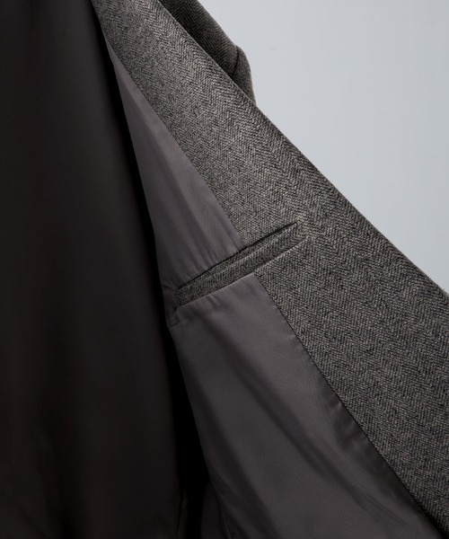 CLEL】Wool Blend Herringbone Tweed Tailored Jacket / ウール