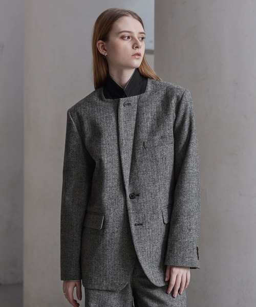 CLEL（クレイル）の「【CLEL】Wool Blend Herringbone Tweed Tailored