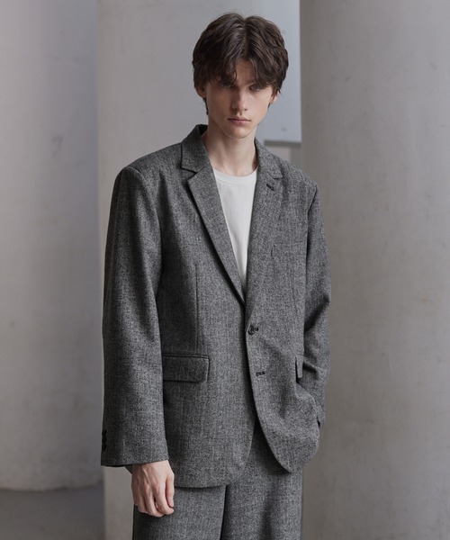 CLEL（クレイル）の「【CLEL】Wool Blend Herringbone Tweed Tailored Jacket / ウールブレンド ヘリンボーンツイードテーラードジャケット【セットアップ対応】（テーラードジャケット・メンズ・ブラック系/グレー系/ベージュ系・L/M/S/XS）」の18枚目の写真