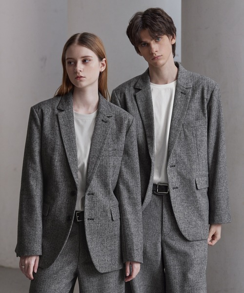 CLEL（クレイル）の「【CLEL】Wool Blend Herringbone Tweed Tailored