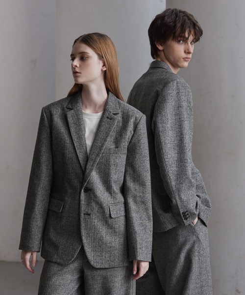 CLEL（クレイル）の「【CLEL】Wool Blend Herringbone Tweed Tailored