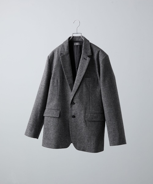 【CLEL】ウールブレンド ヘリンボーンツイードテーラードジャケット CLEL】Wool Blend Herringbone Tweed Tailored Jacket / ウール