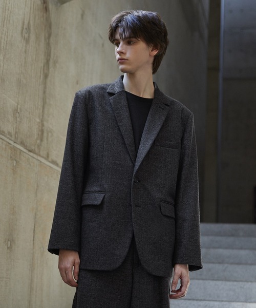 【CLEL】ウールブレンド ヘリンボーンツイードテーラードジャケット CLEL】Wool Blend Herringbone Tweed Tailored Jacket / ウール
