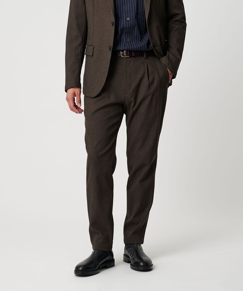 beauty&youth 1 プリーツテーパードパンツ リサイクル ポリエステル 1プリーツ テーパード パンツ