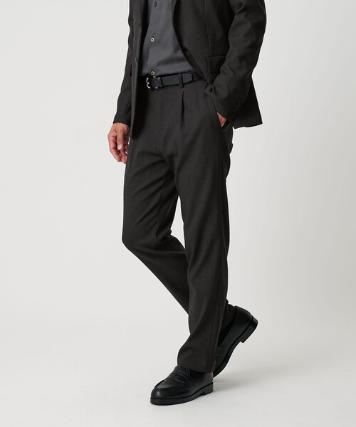 beauty&youth 1 プリーツテーパードパンツ リサイクル ポリエステル 1プリーツ テーパード パンツ