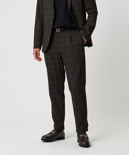 リサイクル ポリエステル 1プリーツ テーパード パンツ