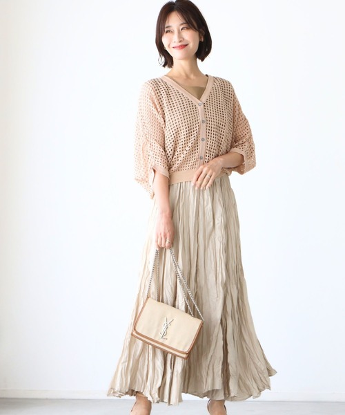 Ehre style(エーレスタイル)の「大人メッシュ着ると涼し気ドルマンカーデ(カーディガン/ボレロ・レディース・ブラック/ベージュ/ピンク・FREE)」の18枚目の写真