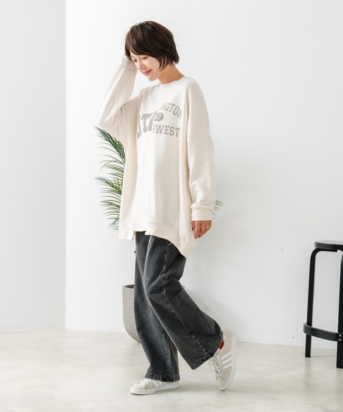fort point(フォーポイント)の「【C-FORT POINT/フォートポイント】裏毛リメイク風チュニック(スウェット・レディース・杢グレー/アイボリー/ブルー/チャコールグレー/カーキ・FREE)」の7枚目の写真