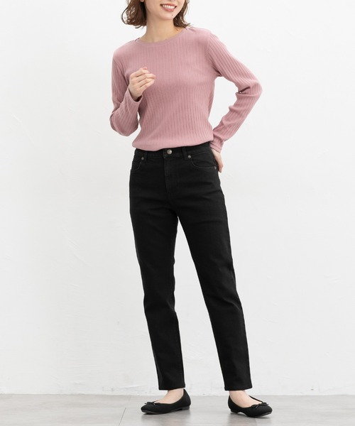 Honeys(ハニーズ)の「デニムスキニー(股下75cm)(デニムパンツ・レディース・ライトインディゴブルー/ワンウォッシュ/ブラック・3L/L/LL/M/S)」の5枚目の写真