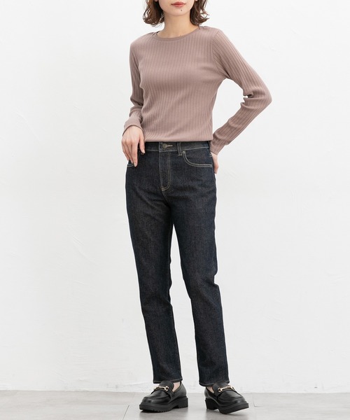Honeys(ハニーズ)の「デニムスキニー(股下75cm)(デニムパンツ・レディース・ライトインディゴブルー/ワンウォッシュ/ブラック・3L/L/LL/M/S)」の8枚目の写真