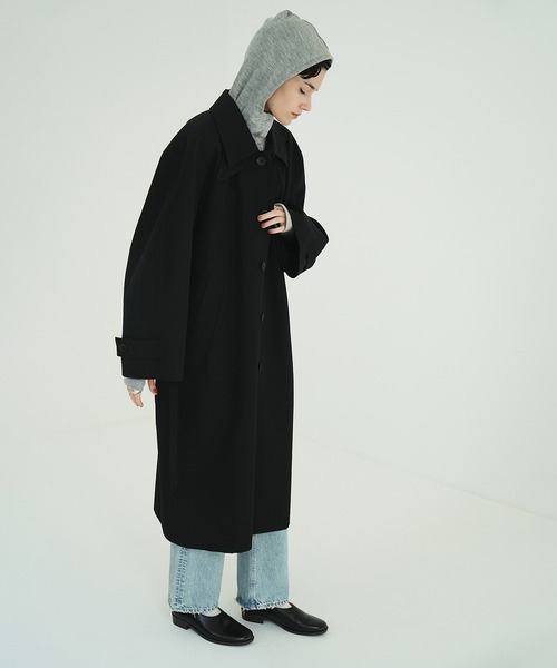 CLANE（クラネ）の「BULKY LINE STAIN COAT（ステンカラーコート・レディース・ブラウン/ブラック・2/1）」の6枚目の写真