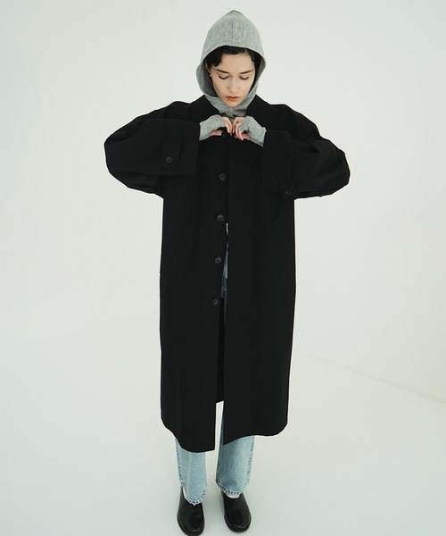 CLANE（クラネ）の「BULKY LINE STAIN COAT（ステンカラーコート・レディース・ブラウン/ブラック・2/1）」の8枚目の写真