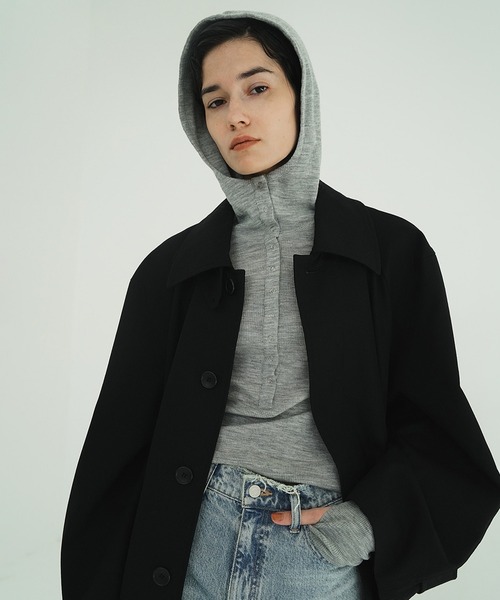 CLANE（クラネ）の「BULKY LINE STAIN COAT（ステンカラーコート・レディース・ブラウン/ブラック・2/1）」の9枚目の写真