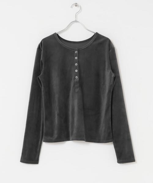 URBAN RESEARCH Sonny Label（アーバンリサーチサニーレーベル）の「『UR TECH』ベロアヘンリーネックプルオーバー（Tシャツ/カットソー・レディース・チャコールグレー/ブラウン/ライトグレー・FREE）」の11枚目の写真