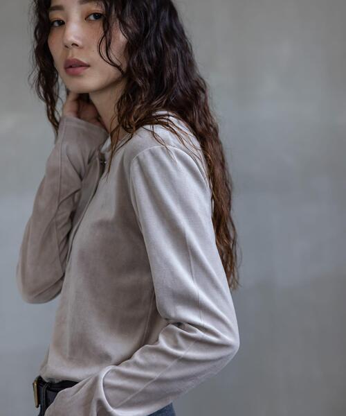 URBAN RESEARCH Sonny Label（アーバンリサーチサニーレーベル）の「『UR TECH』ベロアヘンリーネックプルオーバー（Tシャツ/カットソー・レディース・チャコールグレー/ブラウン/ライトグレー・FREE）」の15枚目の写真