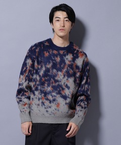 UNISEX》Airy Mohair Crazy Stripe Prime-Over Crew Neck Knit 