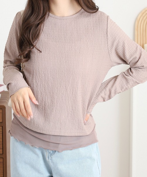 mitis(ミティス)の「mitis シャーリング裾シアーロンT(Tシャツ/カットソー・レディース・アイボリー/ブラック/グレイッシュベージュ・M)」の21枚目の写真