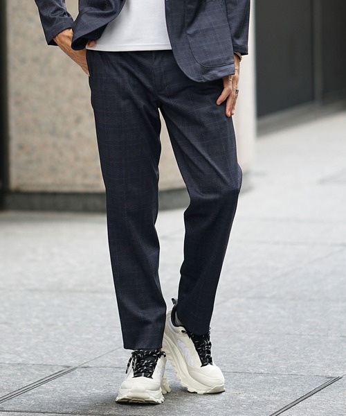 JOKER(ジョーカー)の「MVSニット総柄プリントトラウザー メンズ スラックス テーパード(チノパンツ・メンズ・ブラック/ネイビー・S/M/L)」の2枚目の写真