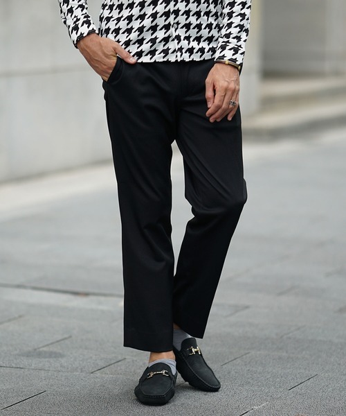 JOKER(ジョーカー)の「MVSニット総柄プリントトラウザー メンズ スラックス テーパード(チノパンツ・メンズ・ブラック/ネイビー・S/M/L)」の1枚目の写真