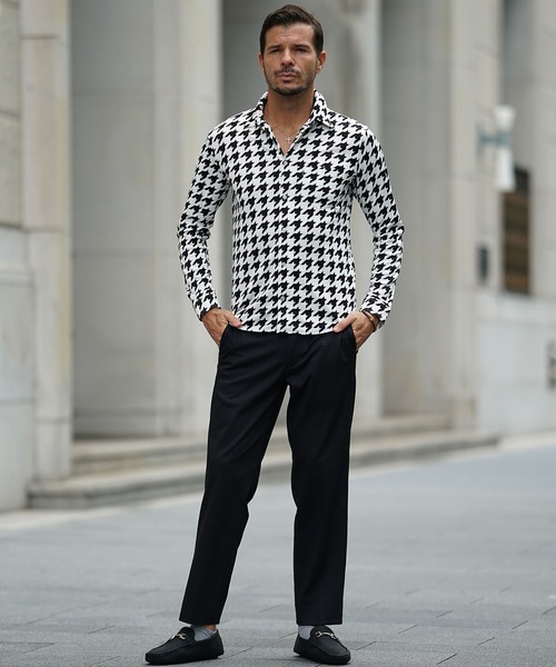 JOKER(ジョーカー)の「MVSニット総柄プリントトラウザー メンズ スラックス テーパード(チノパンツ・メンズ・ブラック/ネイビー・S/M/L)」の5枚目の写真