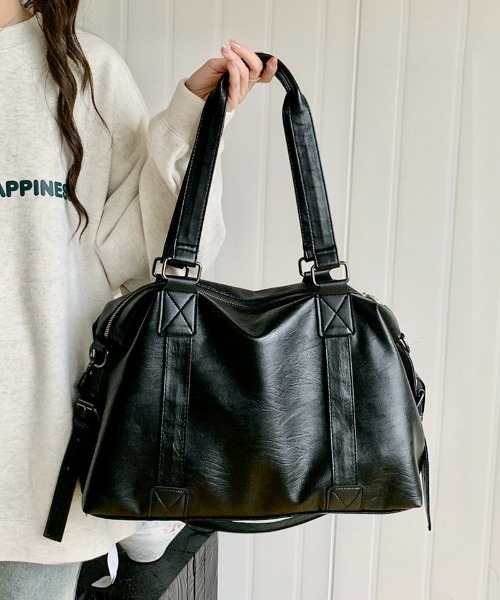 Burner(バーナー)の「【OKUOKU 0909】大容量 2WAY レザーボストンバッグ oku-bag-36-36【RBTS】(ボストンバッグ・レディース・ブラック・FREE)」の1枚目の写真