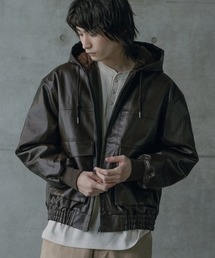 ビンテージシンセティックレザーA-2タイプパーカーブルゾン