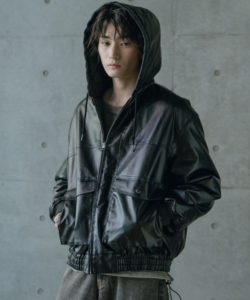 RATTLE TRAP（ラトルトラップ）の「ビンテージシンセティックレザーA-2タイプパーカーブルゾン（ブルゾン・メンズ・ブラウン/ブラック・M/L）」の20枚目の写真