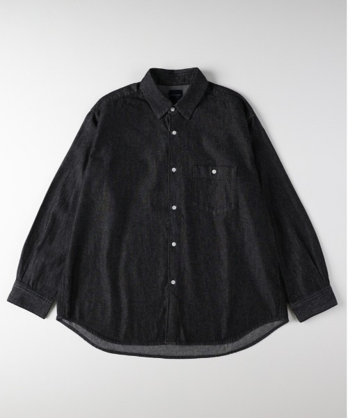 BACK NUMBER(バックナンバー)の「【BACK NUMBER】デニムビッグシルエットシャツジャケット (ラウンドカット/胸ポケット/微光沢/通気性/オールシーズン/カジュアル/レイヤード/デイリーユース)(シャツ/ブラウス・メンズ・ブラック/ダークインディゴブルー・L/XL/M)」の3枚目の写真