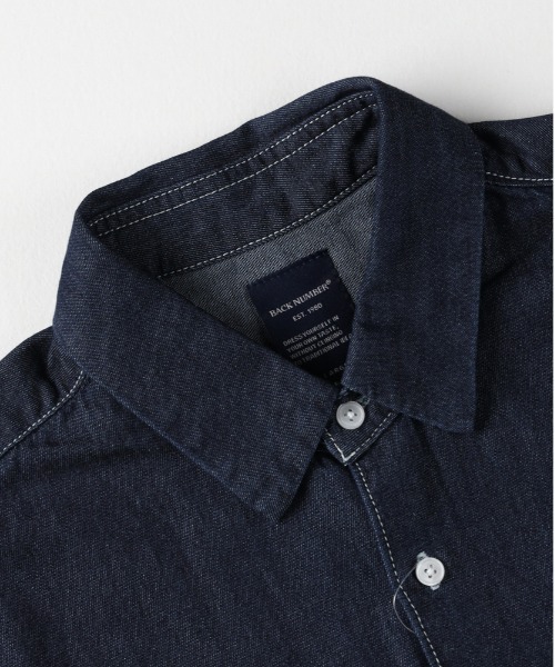 BACK NUMBER(バックナンバー)の「【BACK NUMBER】デニムビッグシルエットシャツジャケット (ラウンドカット/胸ポケット/微光沢/通気性/オールシーズン/カジュアル/レイヤード/デイリーユース)(シャツ/ブラウス・メンズ・ブラック/ダークインディゴブルー・L/XL/M)」の6枚目の写真