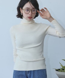ニット 長袖 リブニット トップス ハイネック プルオーバー 秋 冬