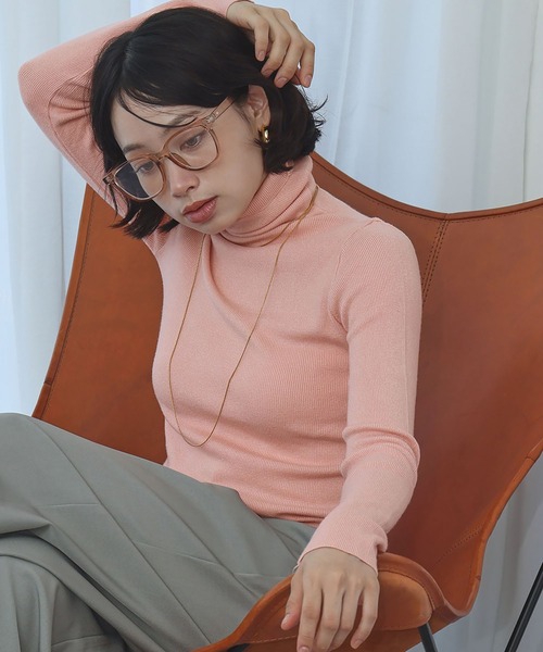 Ampirula(アンピルーラ)の「ニット 長袖 リブニット トップス ハイネック プルオーバー 秋 冬(ニット/セーター・レディース・パープル/ホワイト/ブラウン/グリーン/ピンク/アイボリー/ブラック/グレー/ブルー・FREE)」の9枚目の写真